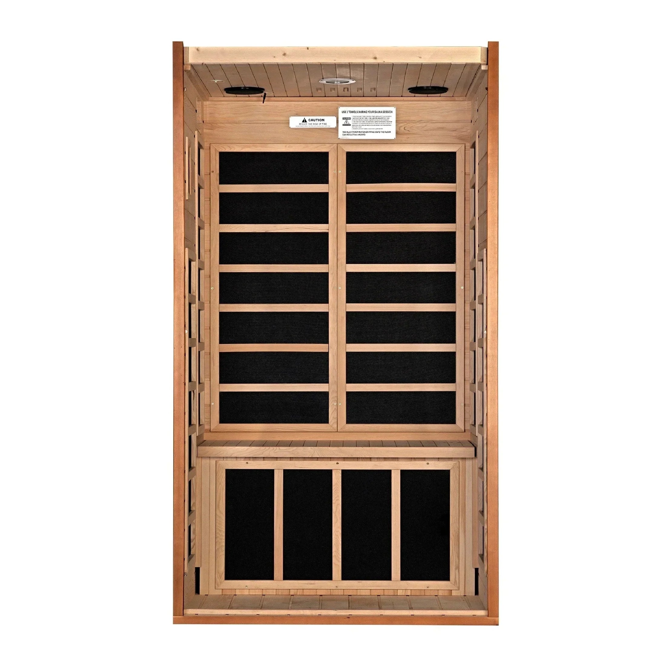 Dynamic Avila Elite DYN-6103-01 indoor infrared sauna for 1–2 persons featuring low EMF heating system and modern home wellness relaxation design