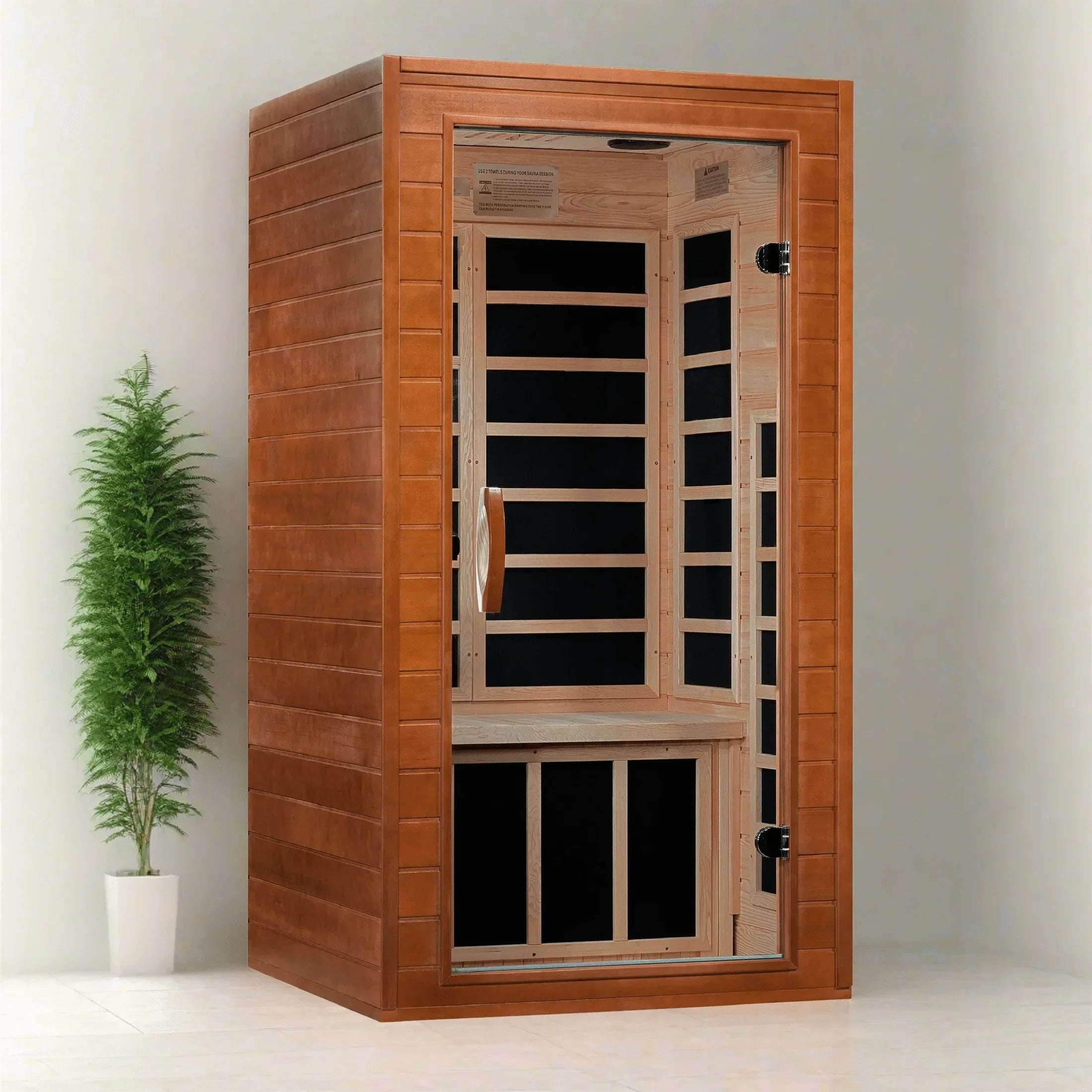Dynamic Avila Elite 1–2 Person Infrared Sauna Ultra Low EMF Canadian Hemlock indoor home sauna with Bluetooth speakers DYN-6103-01 Elite