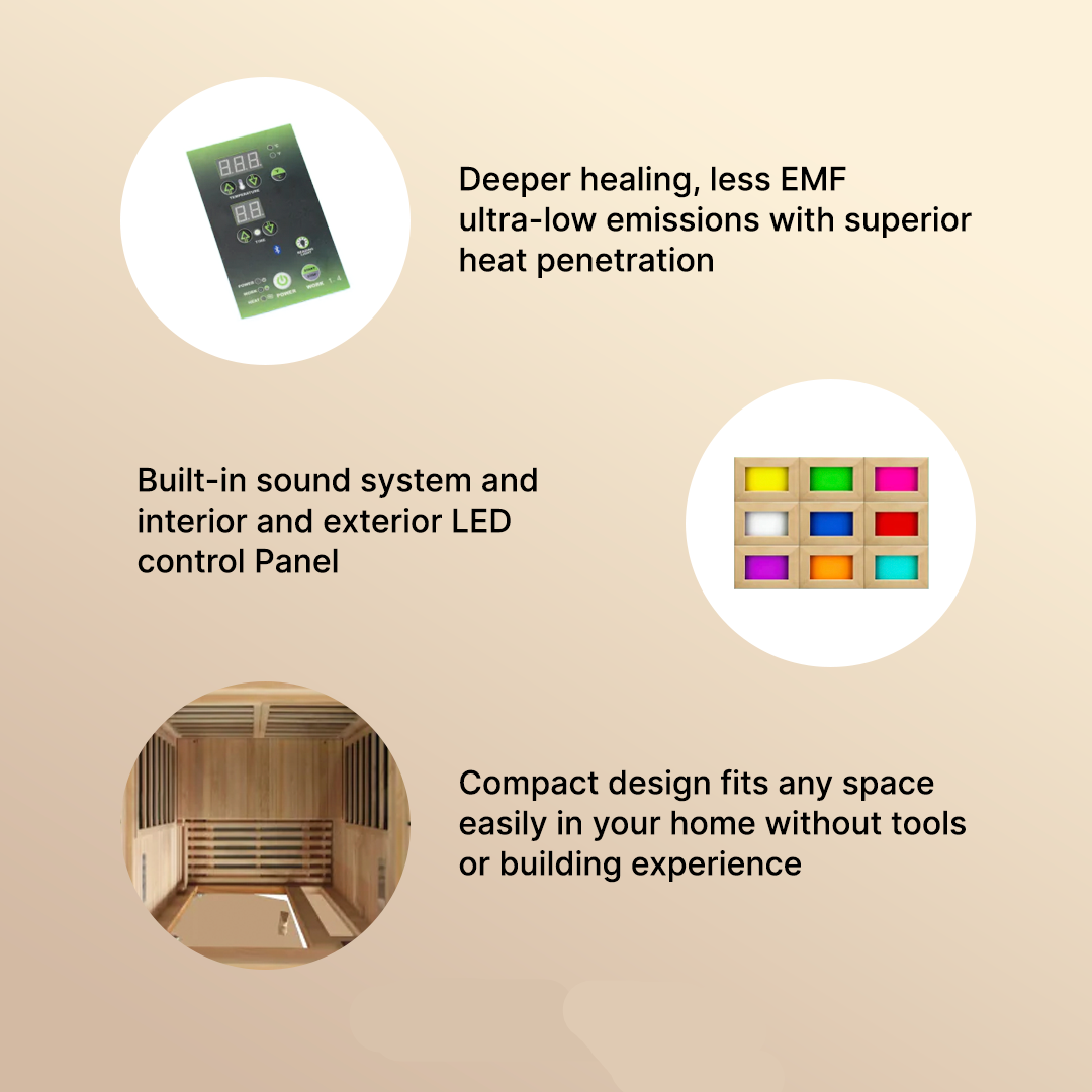 Dynamic Barcelona DYN-6106-01 1-2 person low EMF FAR infrared sauna with Canadian Hemlock wood and compact indoor wellness design for home relaxation.