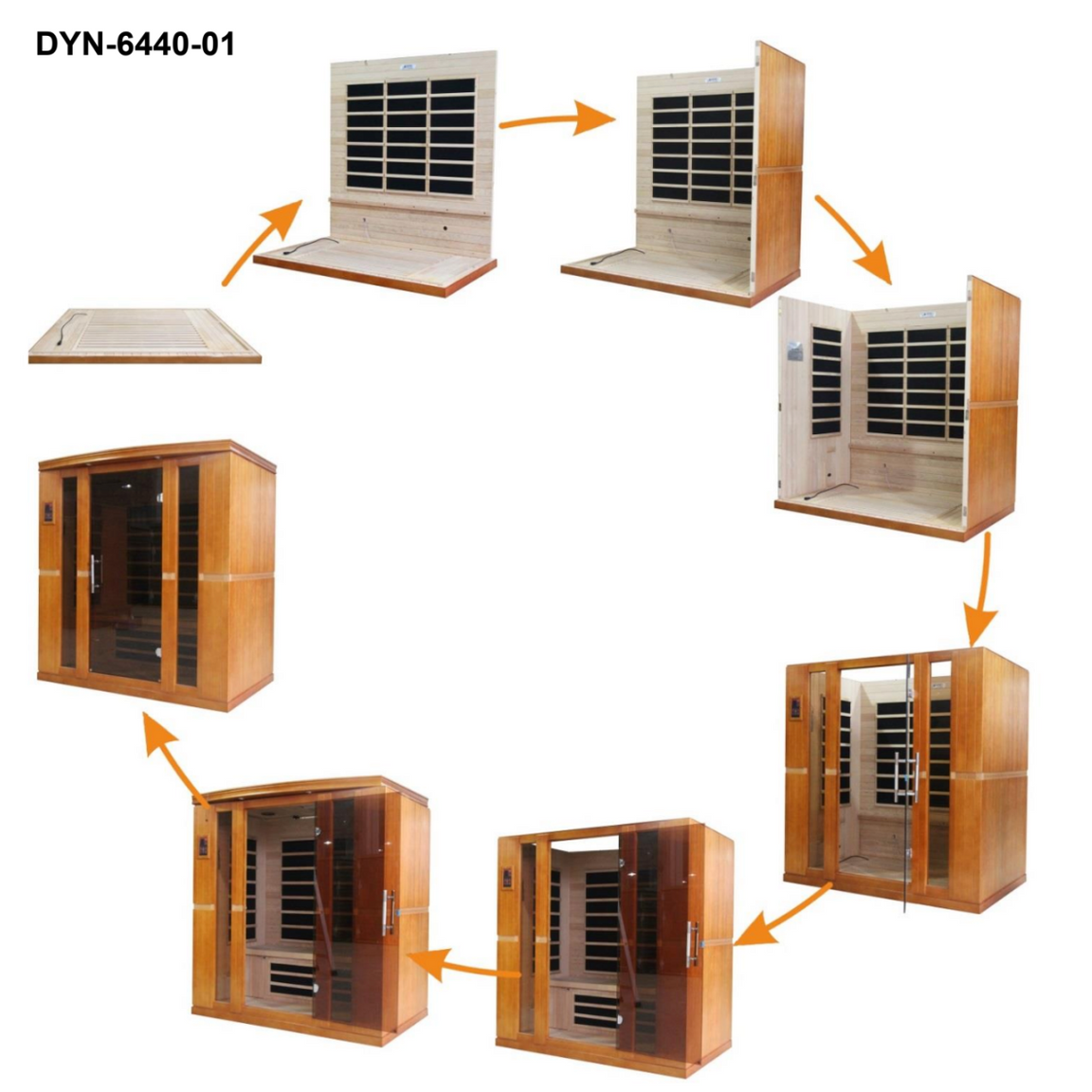 4-person indoor sauna Dynamic Bergamo with Canadian Hemlock wood, FAR infrared heating system, and comfortable home wellness experience.