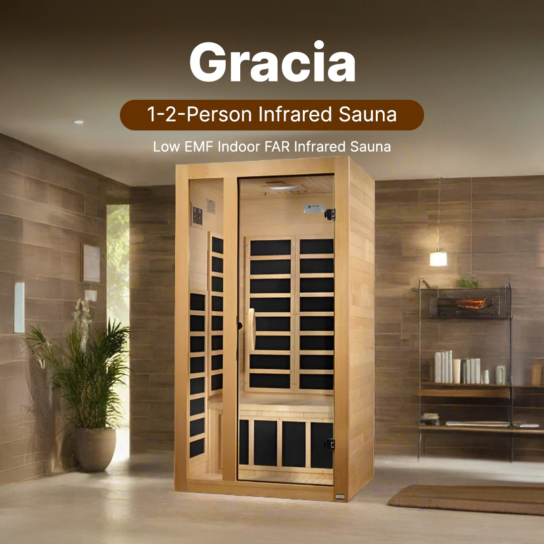 Indoor wellness sauna Dynamic Gracia compact model with FAR infrared system for stress relief and recovery support