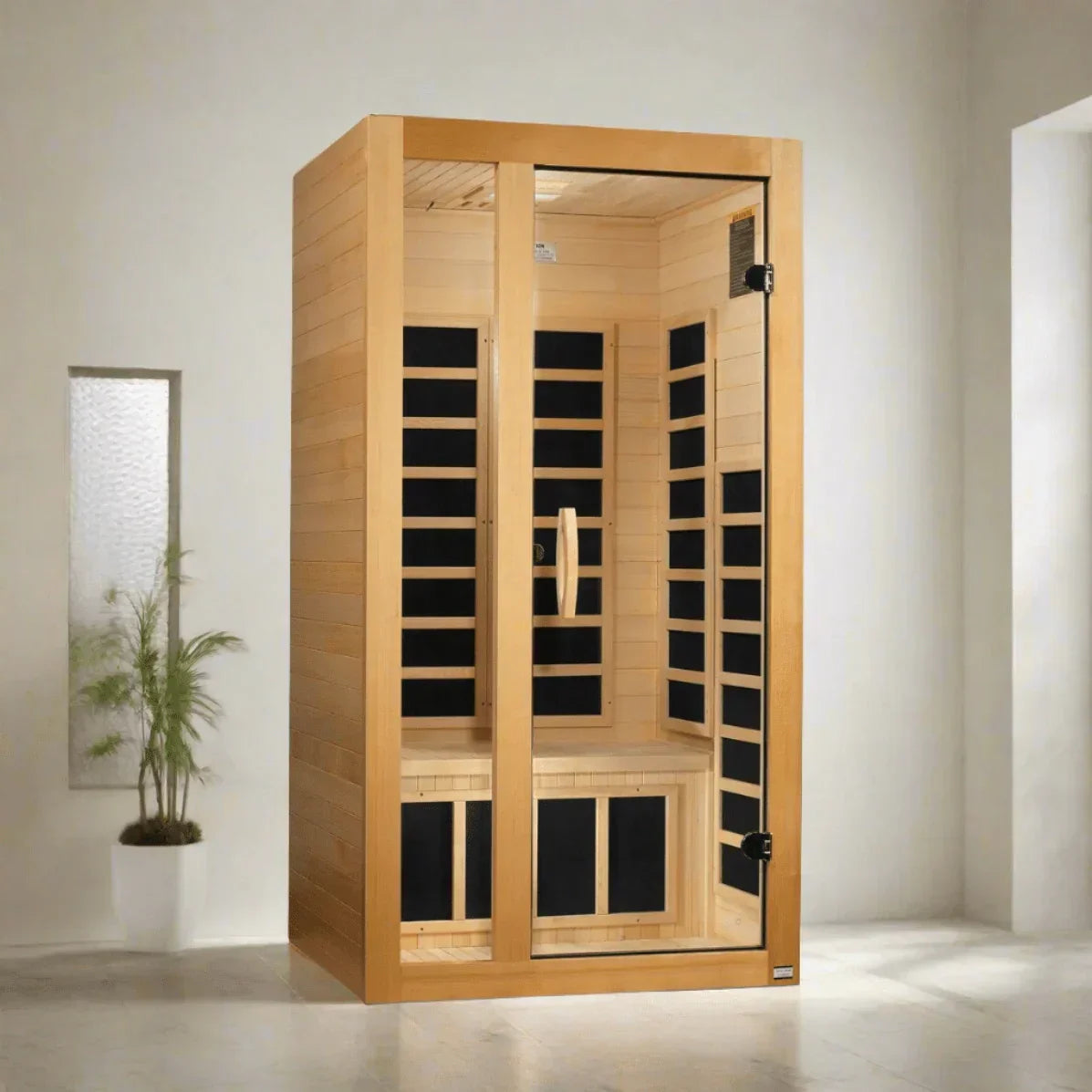 Dynamic Gracia DYN-6119-01 1–2 person infrared sauna with Canadian Hemlock wood and low EMF FAR heating for home relaxation