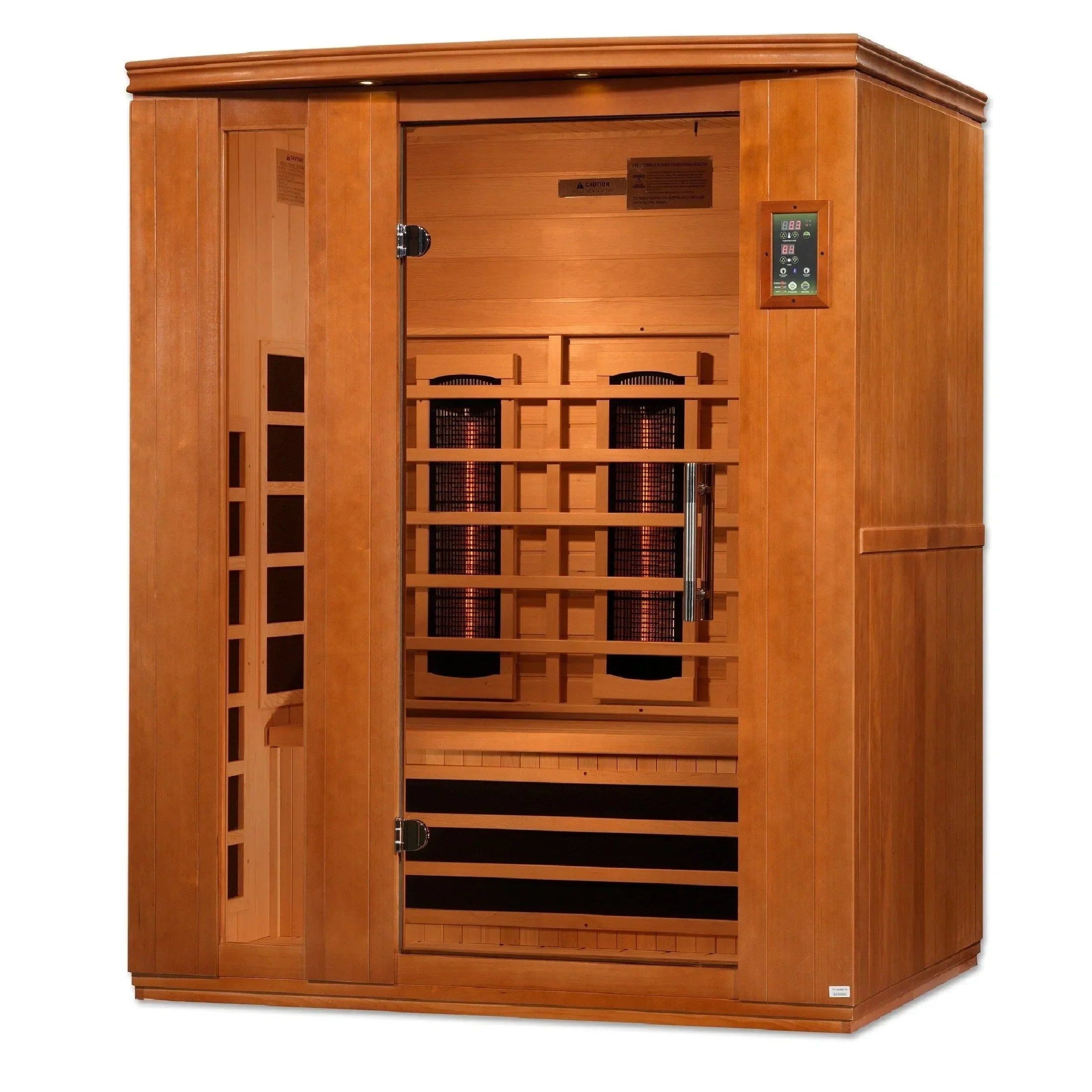 Dynamic Lugano DYN-6336-03 FS Full Spectrum infrared sauna with under 2MG EMF, MP3 Bluetooth system, and premium indoor sauna design