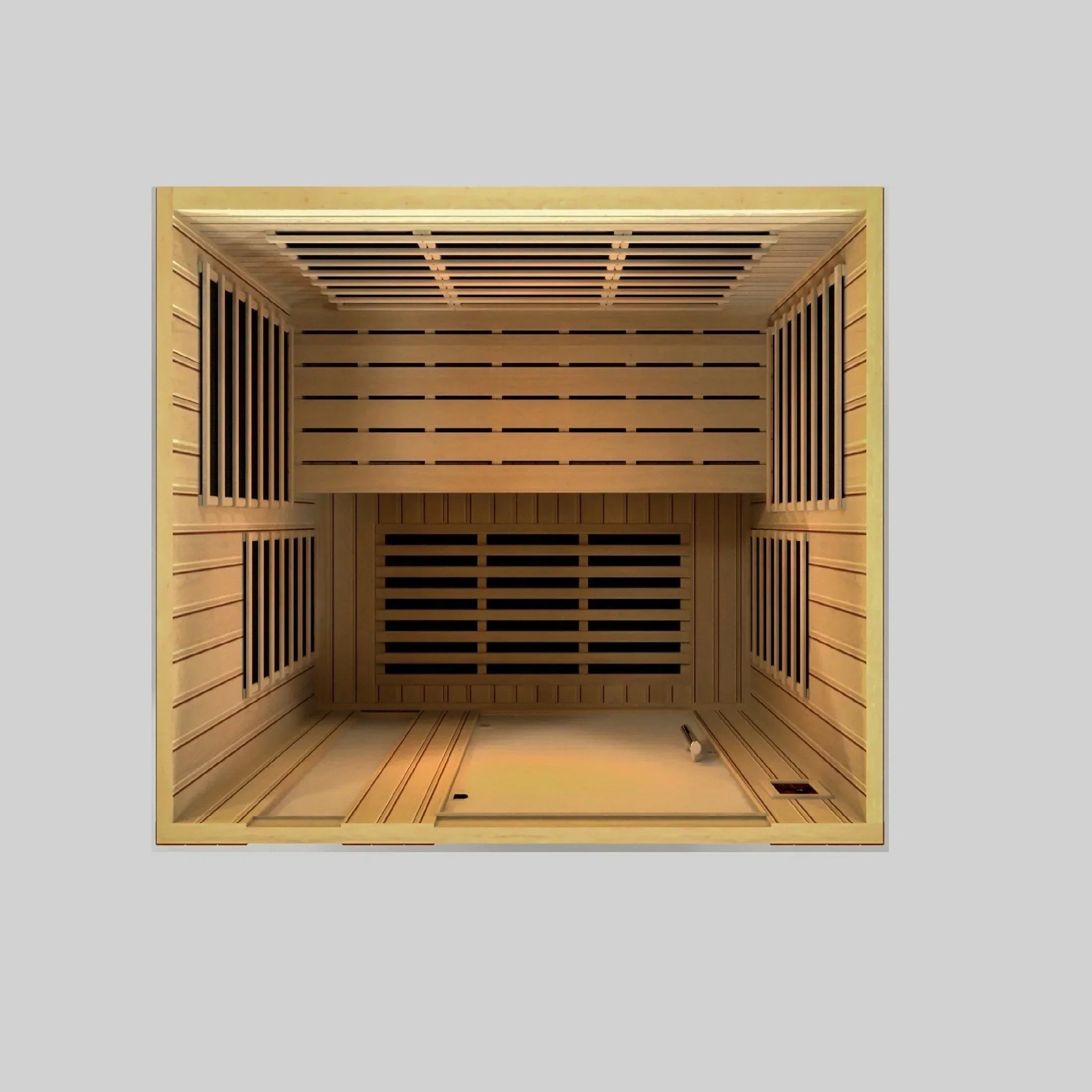Dynamic Lugano 3-person Elite infrared sauna DYN-6336-02 with ultra low EMF PureTech heating, Canadian Hemlock wood, and modern indoor spa design