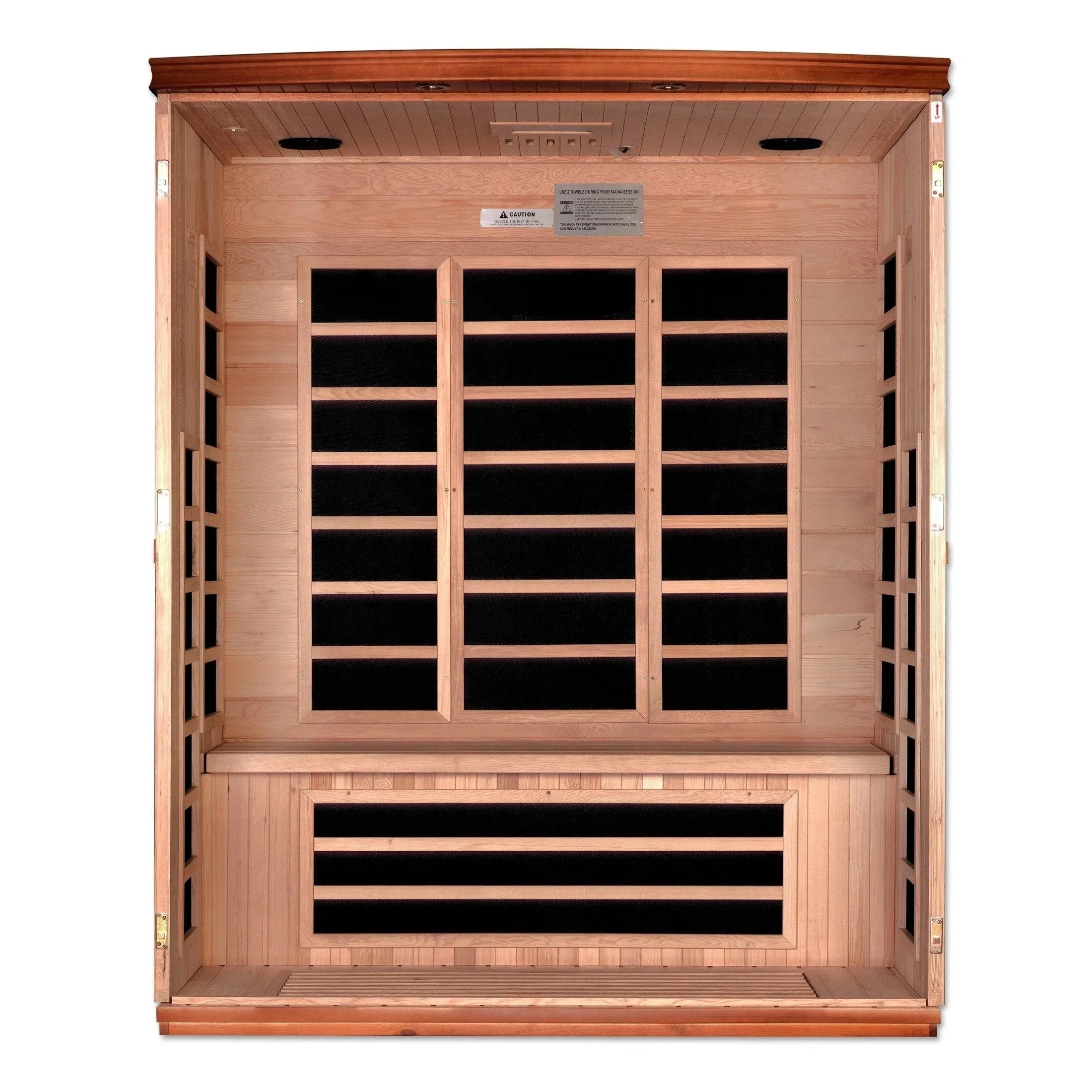 Dynamic Lugano Elite infrared sauna DYN-6336-02 for home wellness featuring 3-person capacity, eco-friendly wood, and advanced FAR infrared heating