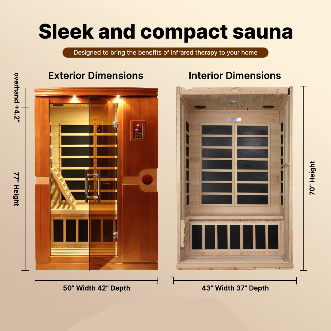 Dynamic Venice 2-person Low EMF FAR infrared sauna DYN-6210-01 with Canadian Hemlock wood and full body infrared heat therapy