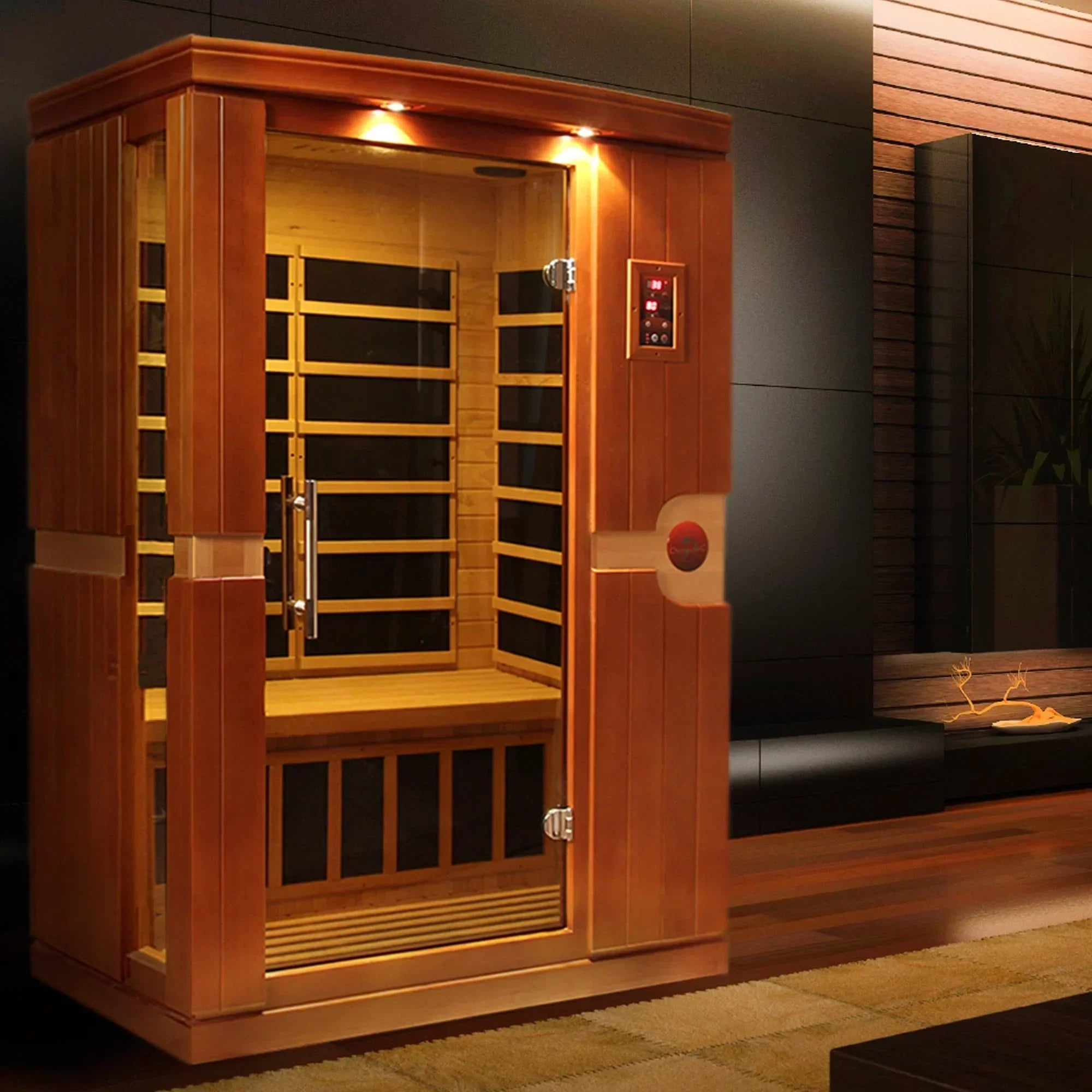 Dynamic Venice 2-person infrared sauna DYN-6210-01 Low EMF FAR sauna Canadian Hemlock wood home wellness cabin