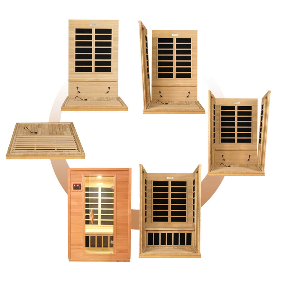 2-person FAR infrared sauna with modern indoor design, low EMF technology, and therapeutic heat for daily wellness and detox support