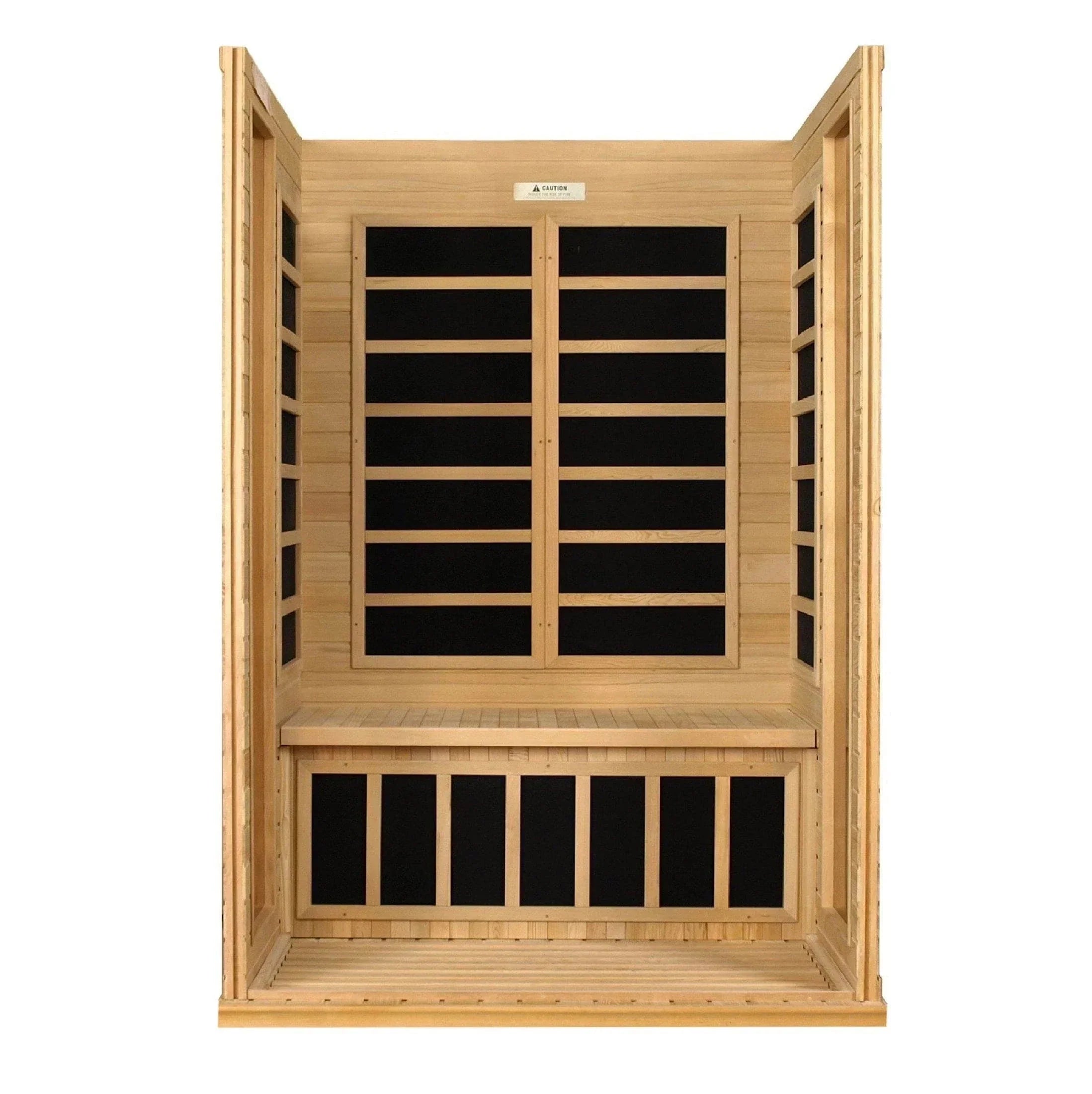 Dynamic Saunas Versailles 2-person FAR infrared sauna cabin with ergonomic design, energy-efficient heaters, and natural wood finish