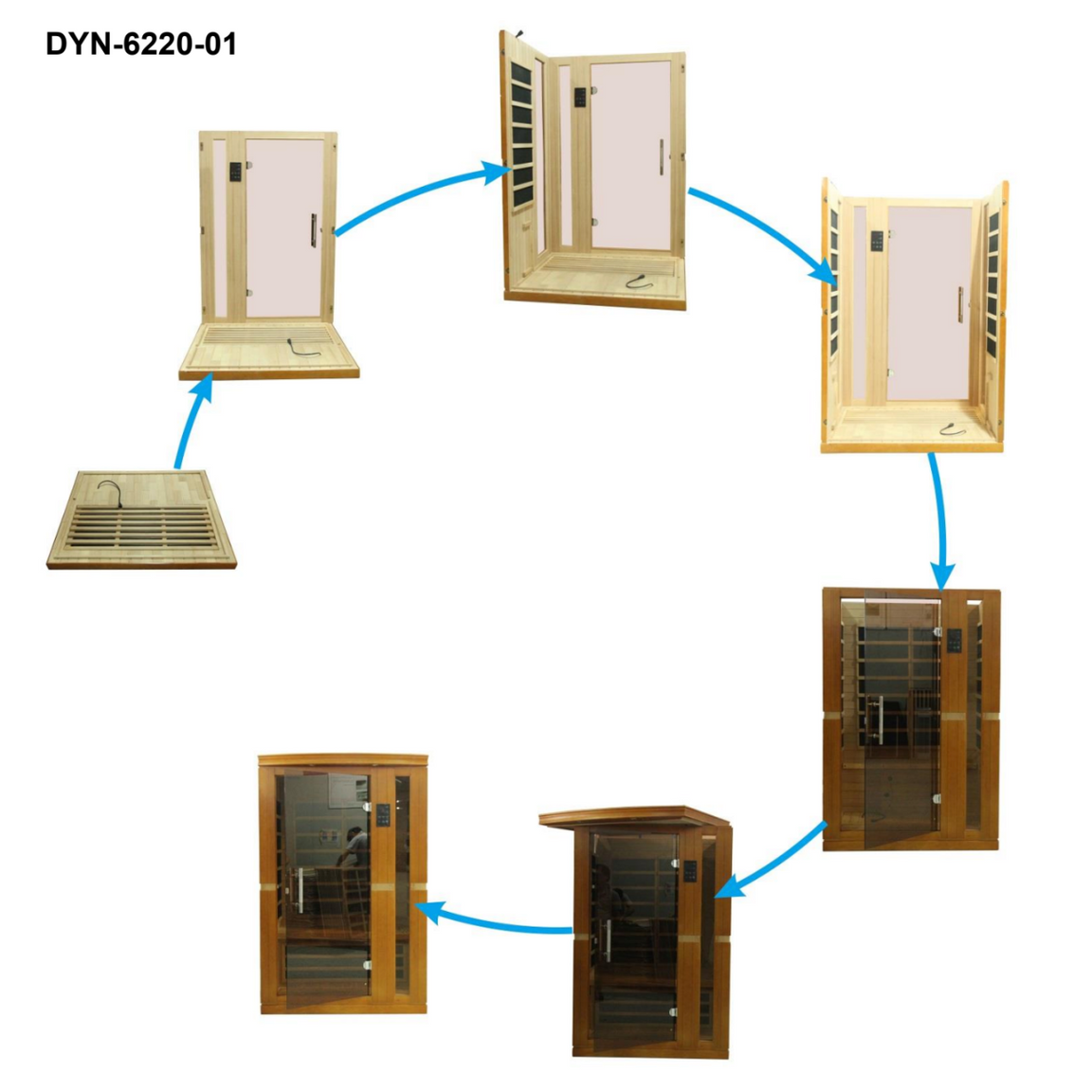 Dynamic Vittoria 2-person low EMF infrared sauna cabin made from Canadian hemlock wood, ideal for home spa relaxation, featuring Bluetooth speakers and modern LED lighting system