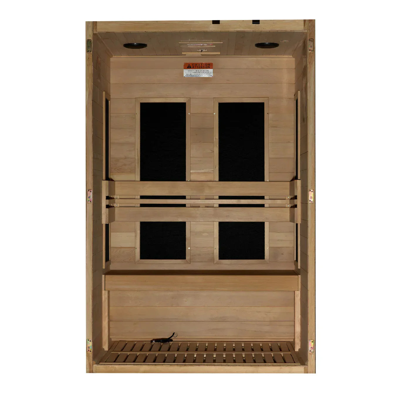 Dynamic Lucca 2-person infrared sauna 2026 model DYN-6215-05 low EMF FAR therapy sauna with Canadian Hemlock wood and glass front door design