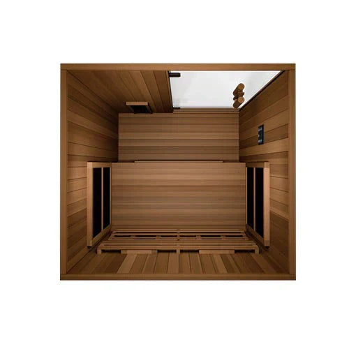 Modern 2 Person Home Sauna in Natural Hemlock Wood