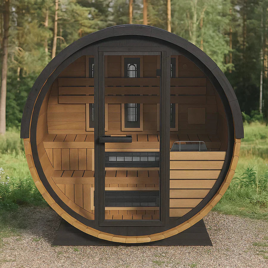 Finnmark FD-6 Cedar Wood Barrel Sauna with Infrared and Steam Heating