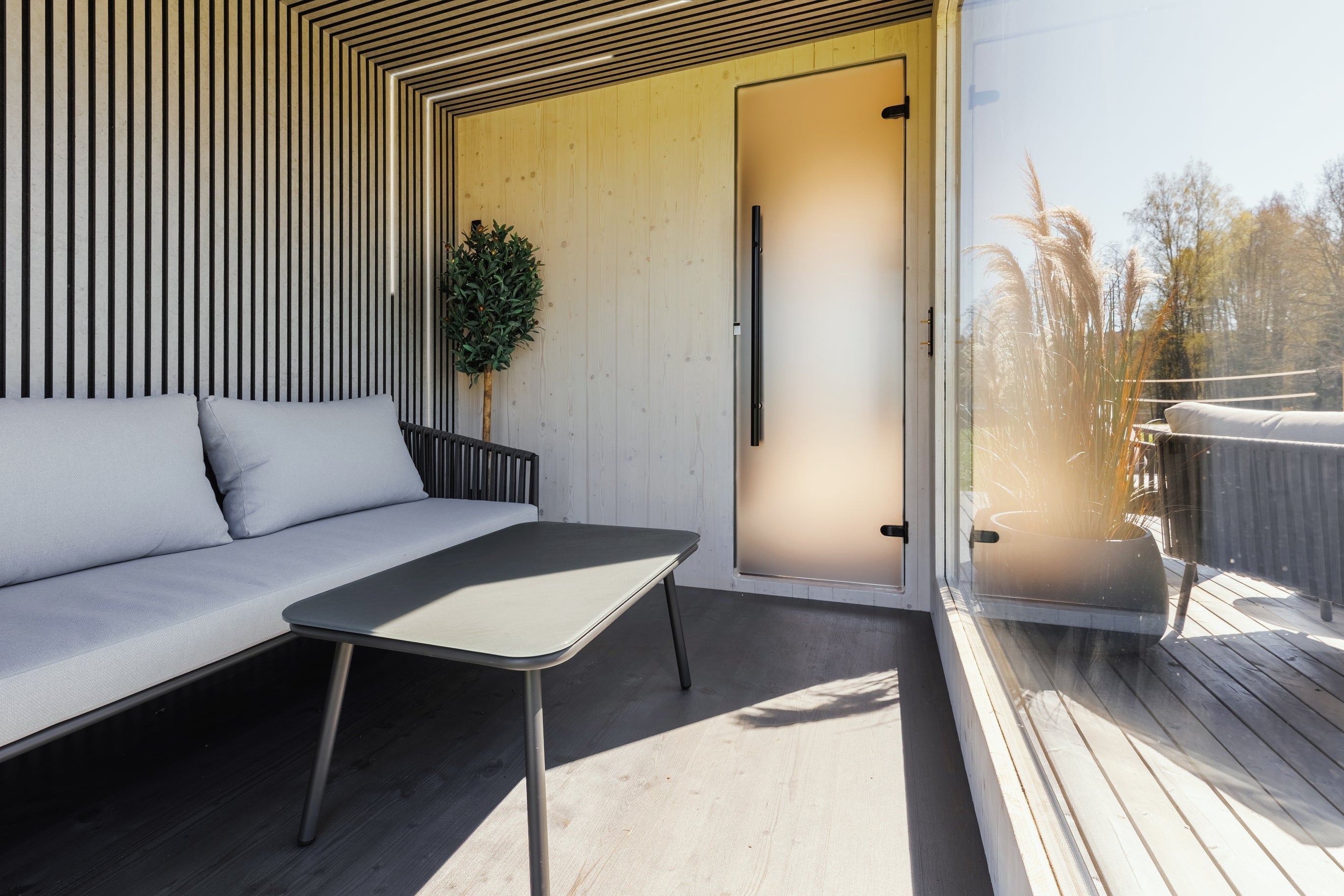 Genevas St. Moritz Outdoor Sauna with Lounge & Shower Cabin