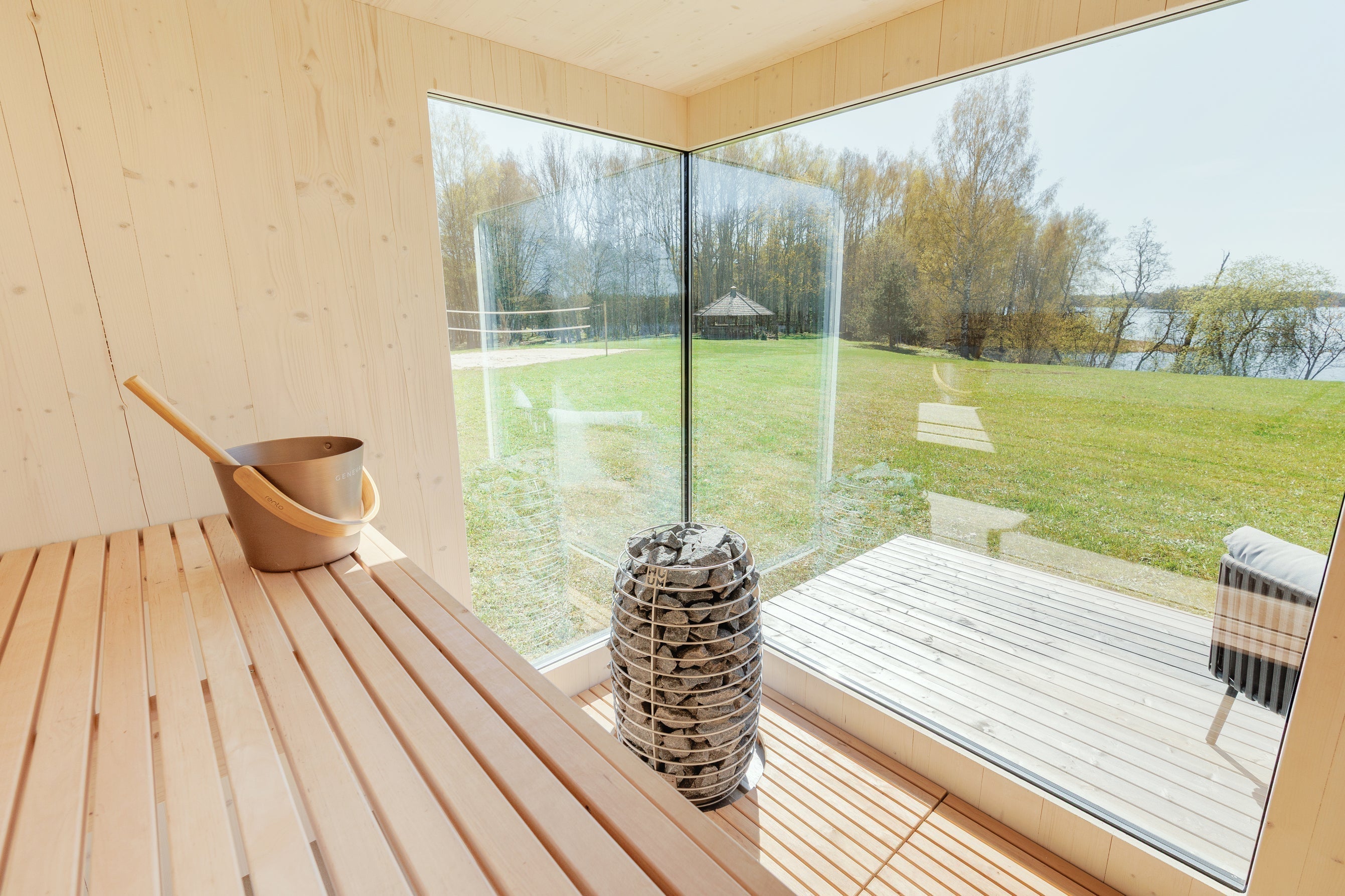 Genevas St. Moritz Outdoor Sauna with Lounge & Shower Cabin