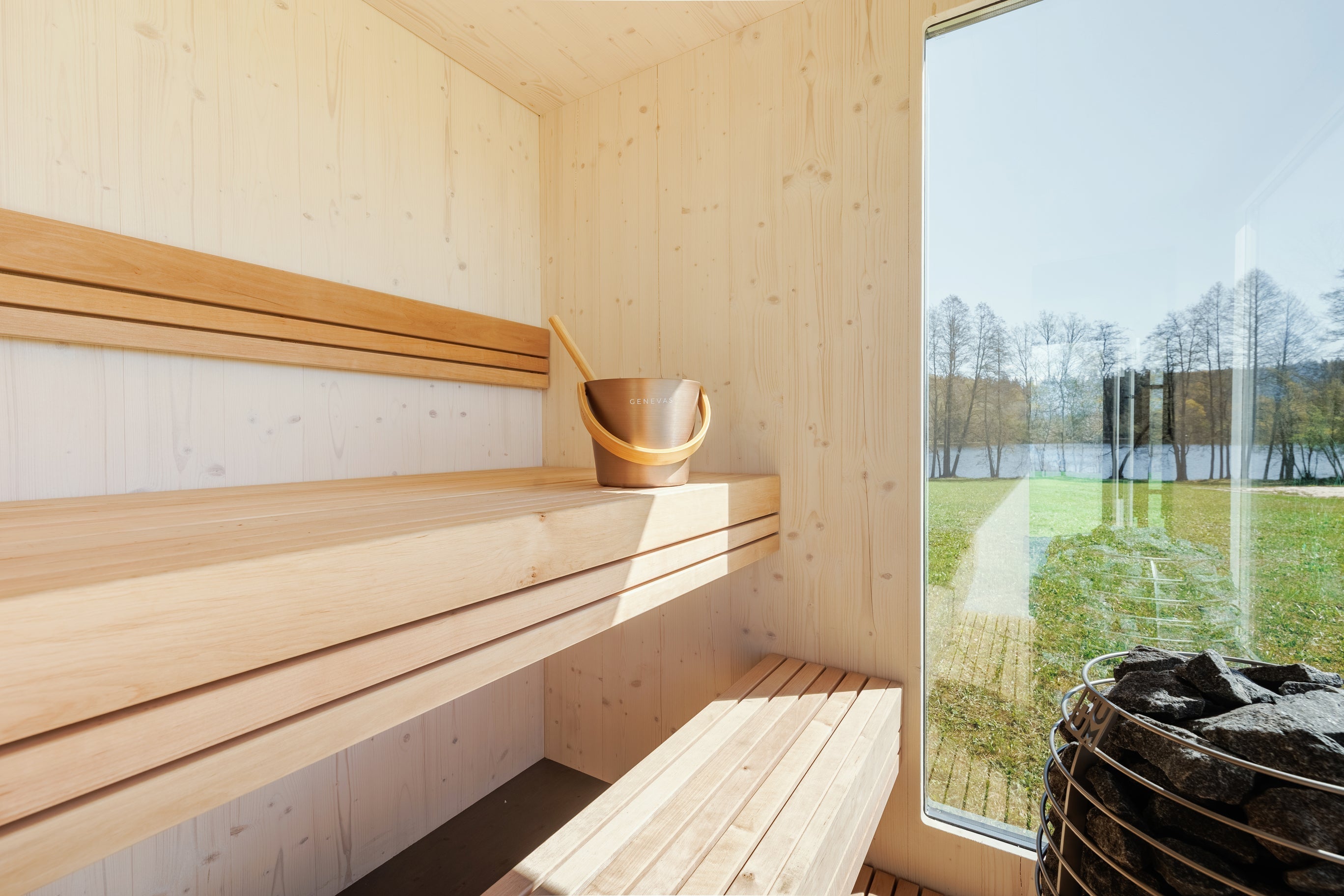 Genevas St. Moritz Outdoor Sauna with Lounge & Shower Cabin