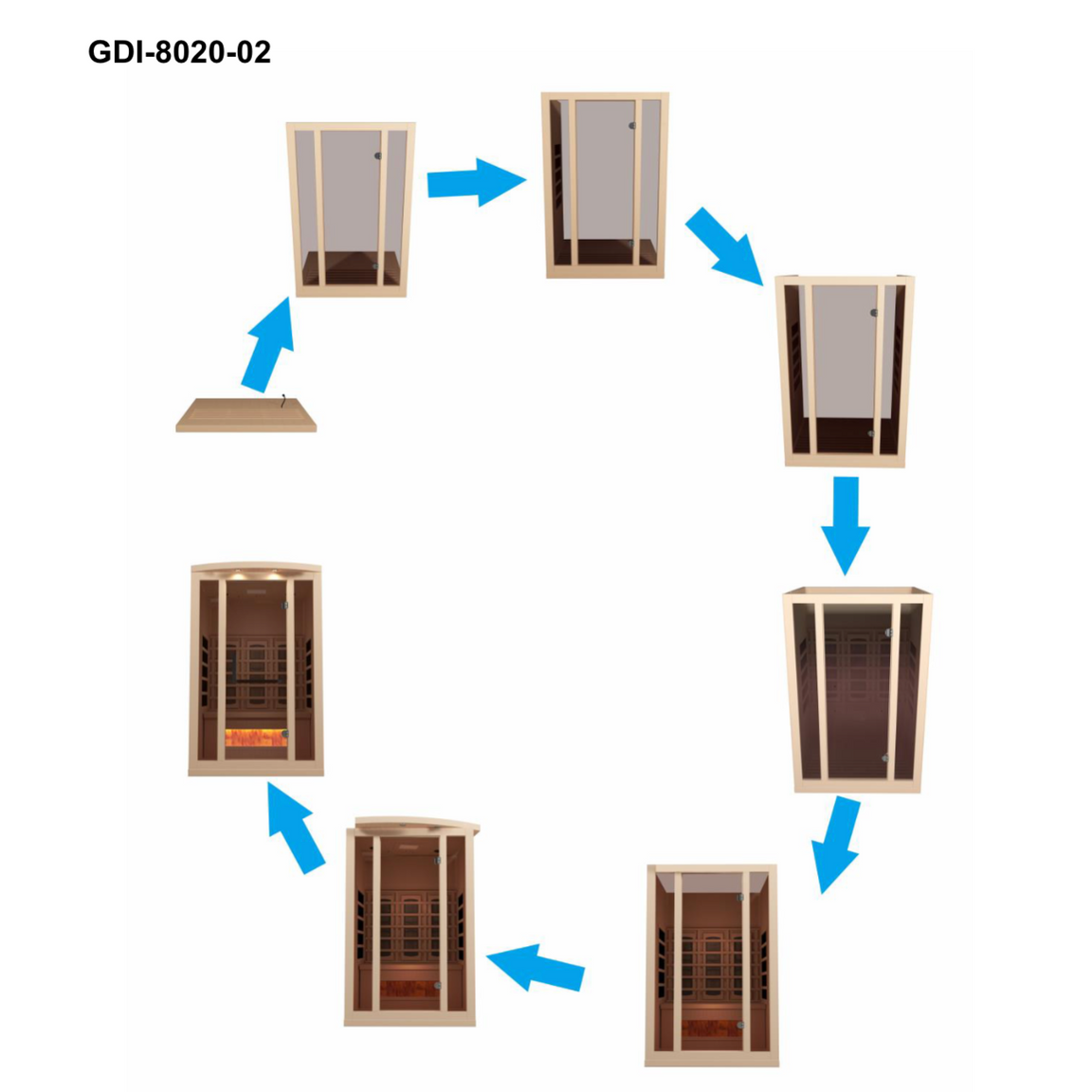 Golden Designs Reserve Edition 2-person sauna featuring infrared full spectrum heating, salt therapy bar, chromotherapy lighting, and modern indoor spa design
