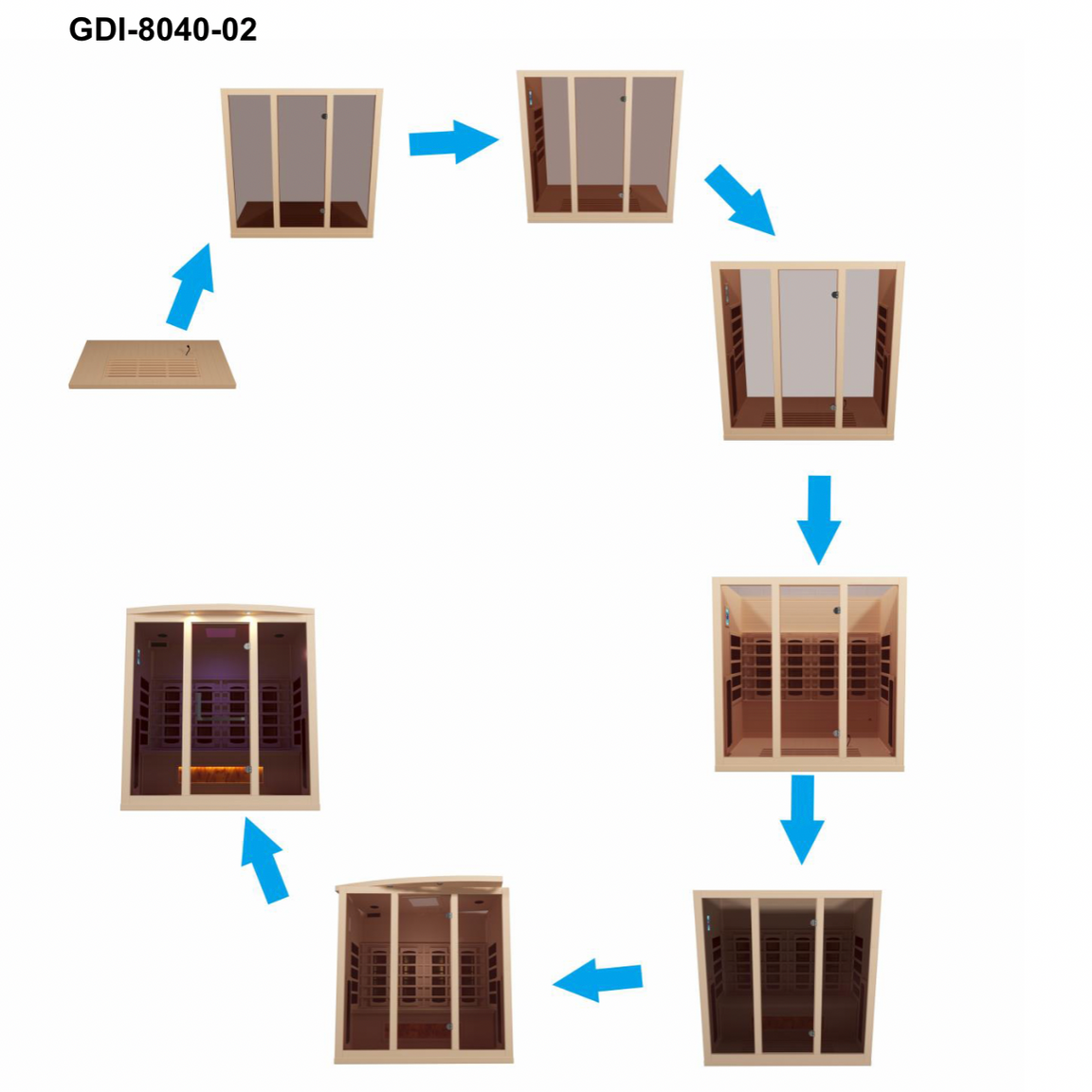 GDI-8040-03 Golden Designs 4-person sauna with advanced infrared heat system, salt therapy bar, and relaxation lighting