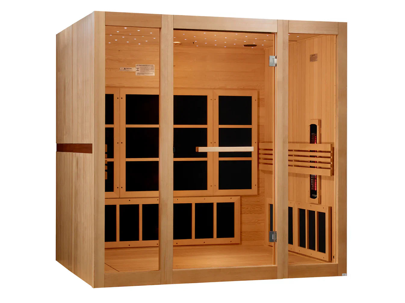 Golden Designs 8 Person Full Spectrum FAR Infrared Sauna with near zero EMF technology and spacious Canadian hemlock wood interior for full body wellness therapy