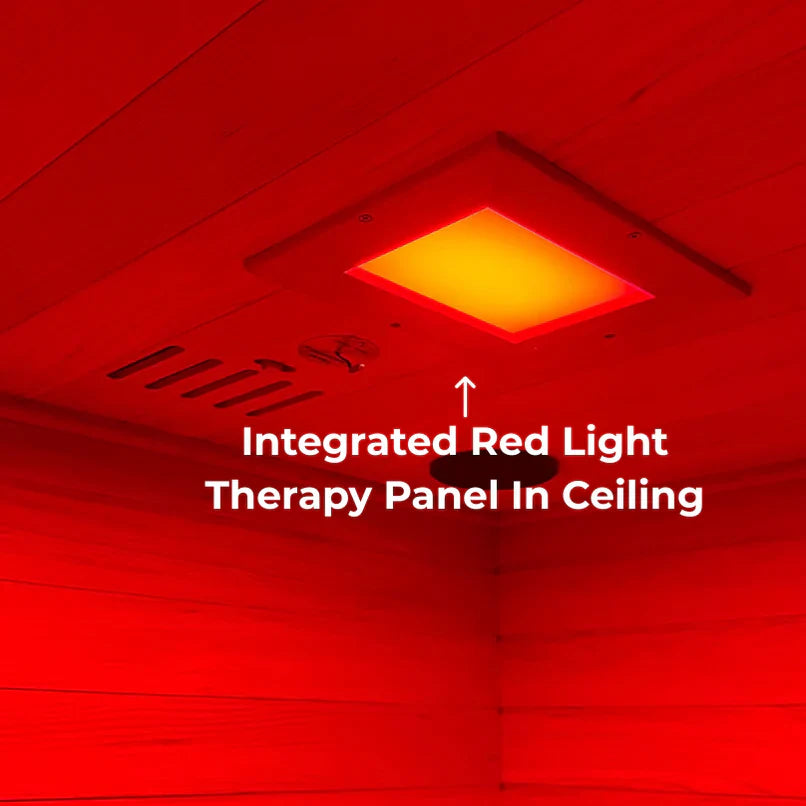 Golden Designs Catalonia near zero EMF infrared sauna featuring advanced PureTech heating system with user-friendly digital control panel