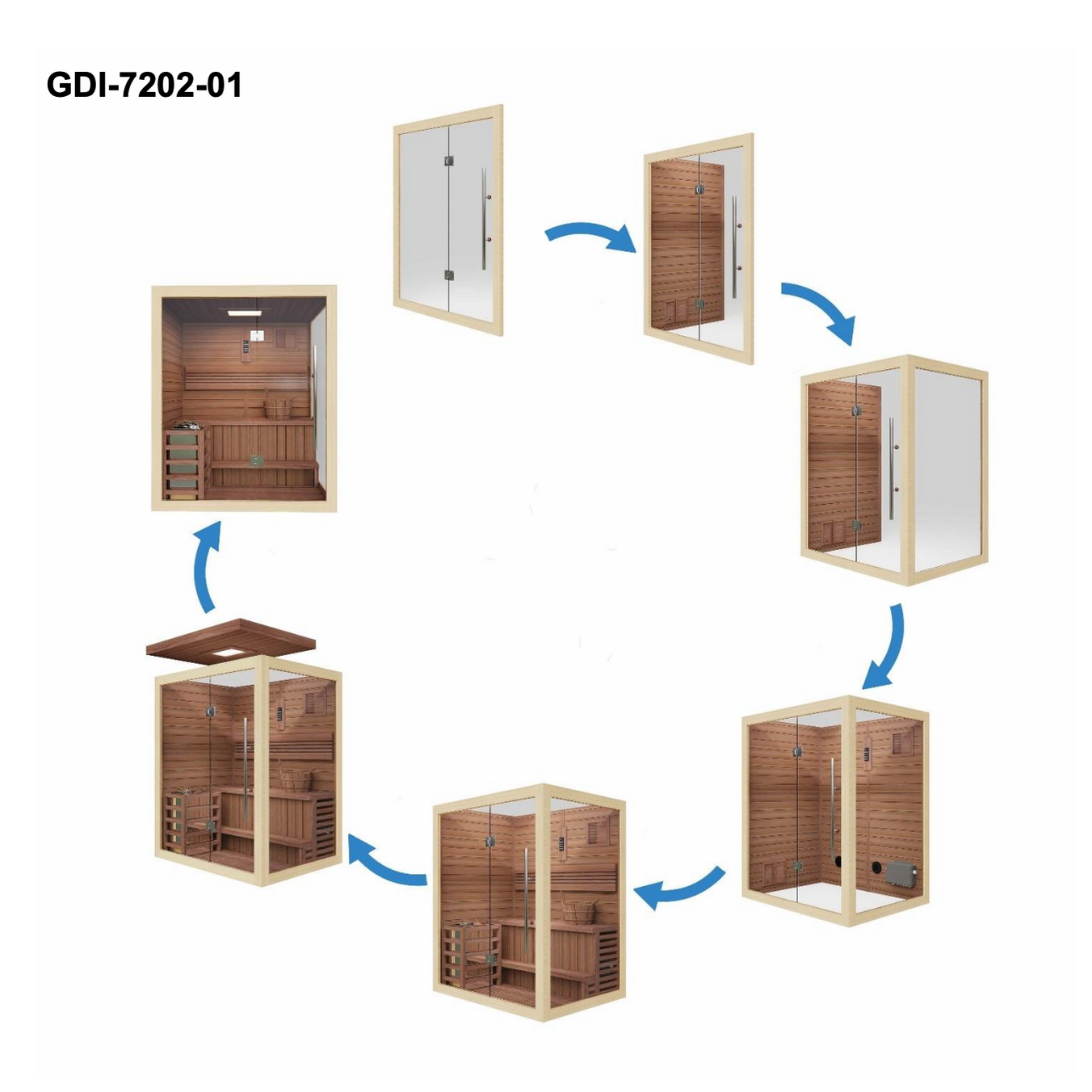 Compact home sauna for 2 people with traditional electric heater system and natural cedar wood construction