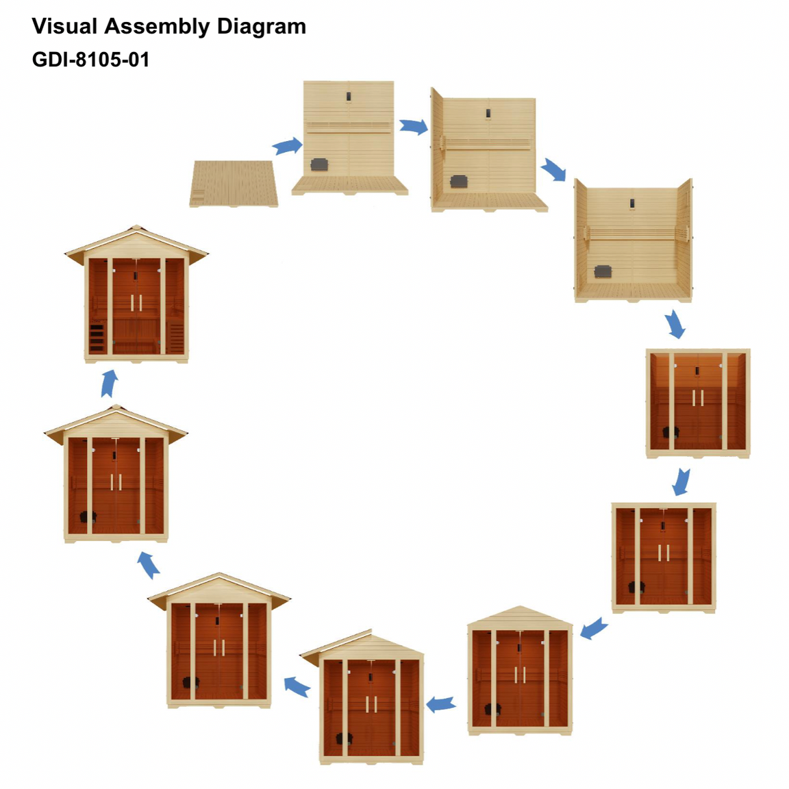 Golden Designs Vorarlberg outdoor sauna cabin featuring spacious seating for five and durable Canadian Hemlock construction