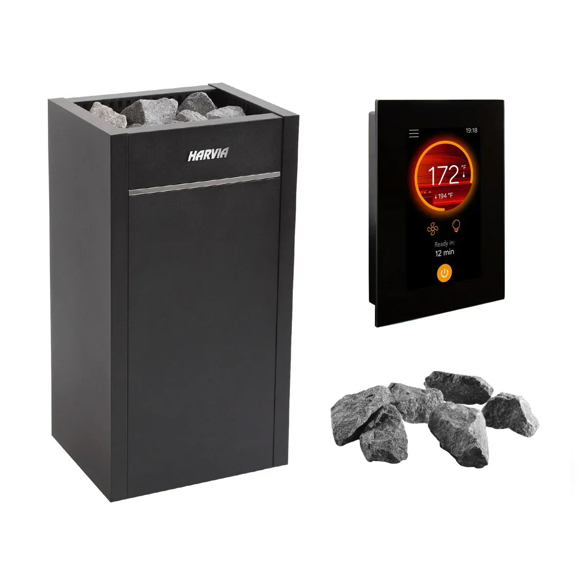 Harvia Virta HL90E 9kW Electric Sauna Heater Package with Xenio Control & Sauna Stones