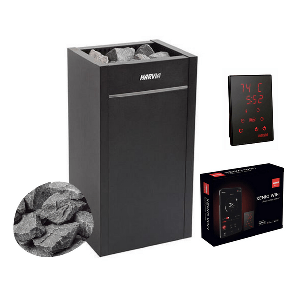 Harvia Virta HL110E 10.5kW Electric Sauna Heater Package with Xenio Control & Sauna Stones