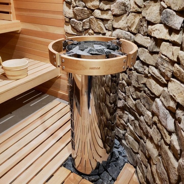 Harvia Cilindro PC90 9kW Sauna Heater Package with Integrated Controls & Sauna Stones