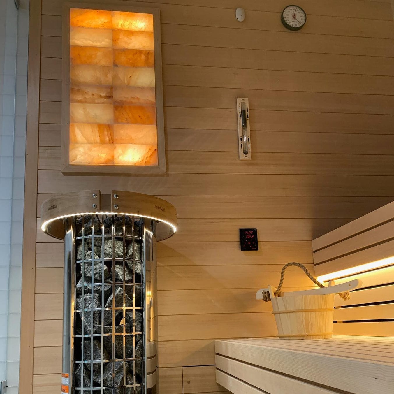 Harvia Cilindro PC90 9kW Sauna Heater Package with Integrated Controls & Sauna Stones