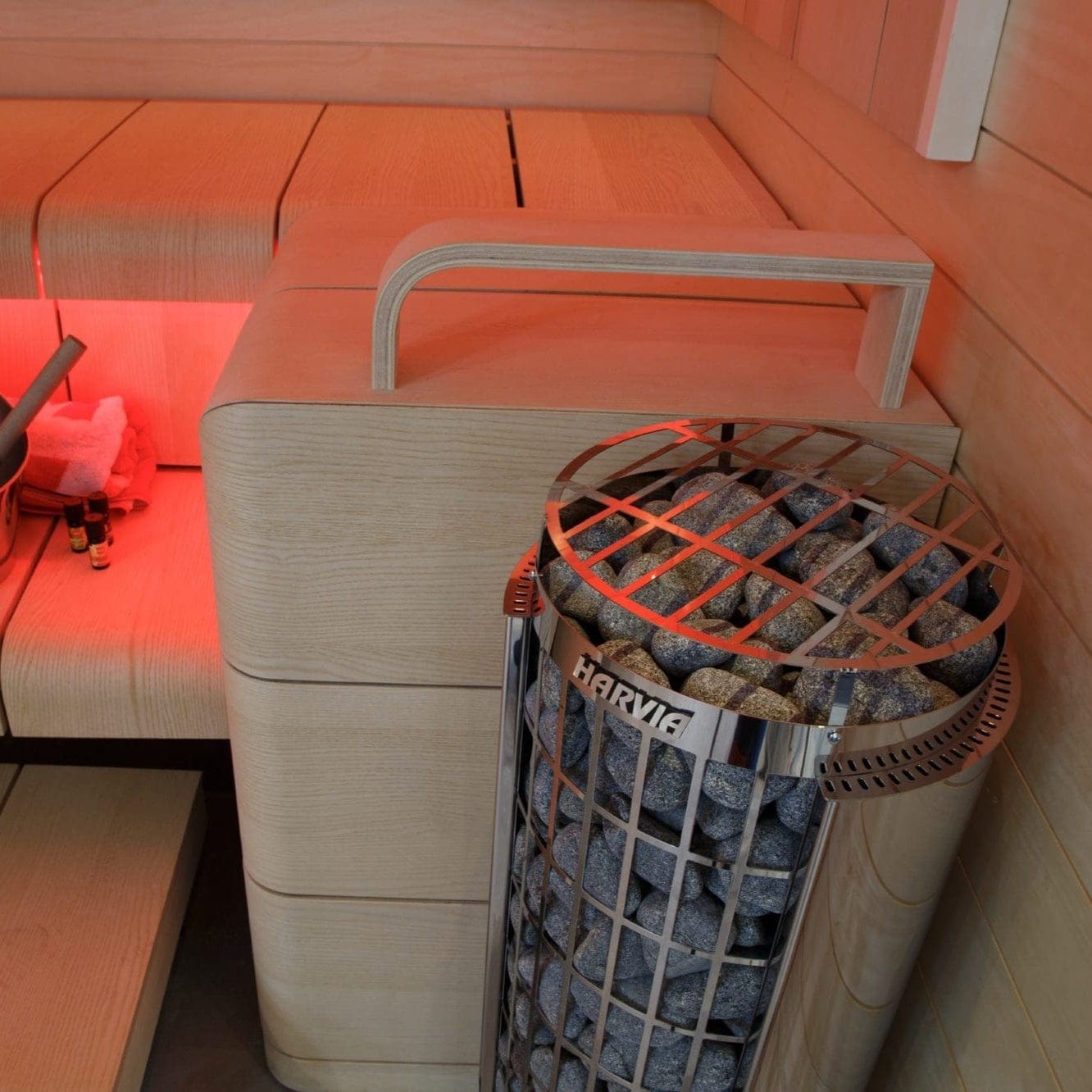 Harvia Cilindro PC90 9kW Sauna Heater Package with Integrated Controls & Sauna Stones