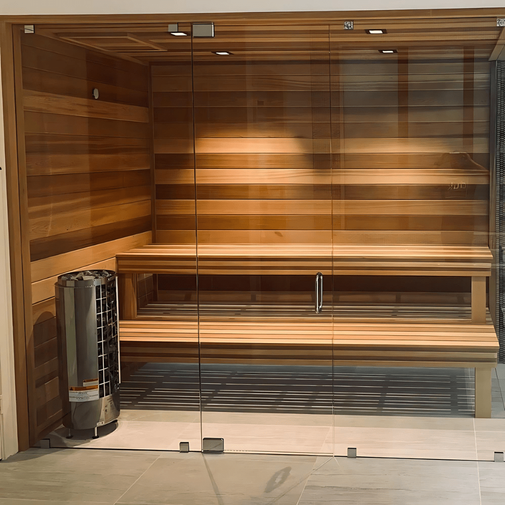 Harvia Cilindro PC90 9kW Sauna Heater Package with Integrated Controls & Sauna Stones