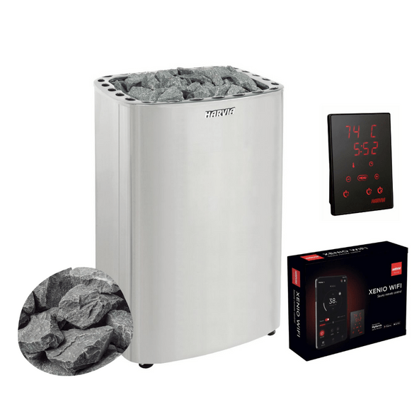 Harvia Club K10G 10kW Electric Sauna Heater Package with Xenio Control & Sauna Stones
