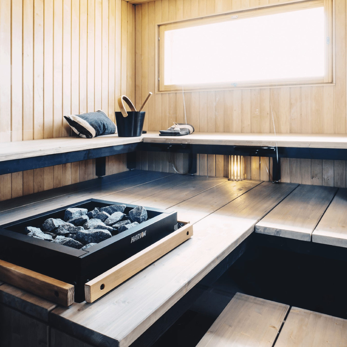 Harvia Virta HL90E 9kW Electric Sauna Heater Package with Xenio Control & Sauna Stones