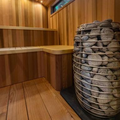 HUUM HIVE Mini 9kW Electric Sauna Heater Package with UKU Control, Air Tunnel & Sauna Stones