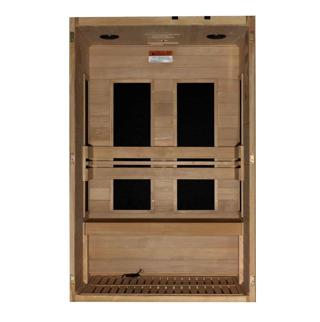 Dynamic Lucca compact infrared sauna for 2 people, ultra low EMF FAR infrared heaters, crafted from eco-friendly Canadian Hemlock wood for wellness and recovery.