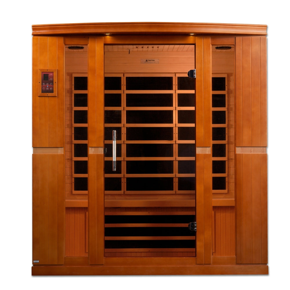 Dynamic Bergamo DYN-6440-01 Elite 4-Person Infrared Sauna made from Canadian Hemlock wood with Ultra Low EMF FAR infrared heating for home wellness and recovery