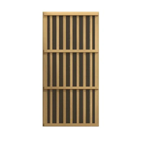 Premium Maxxus 3-person infrared sauna with carbon heating panels, chromotherapy light system, and natural wood spa-style design