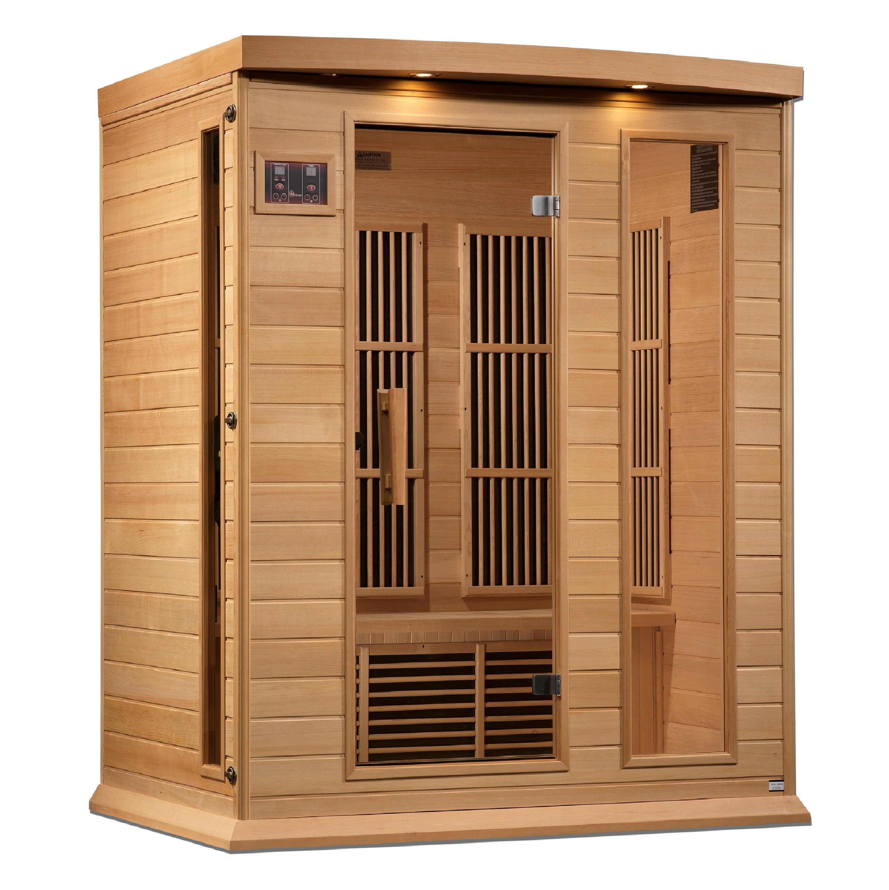 Maxxus 3-Person Near Zero EMF FAR Infrared Sauna with Canadian Hemlock wood and PureTech carbon heating panels for full-body wellness and home relaxation MX-K306-01-ZF