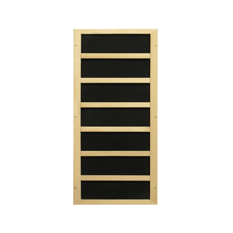 Dynamic Serena full spectrum infrared sauna for two persons with premium Canadian Hemlock wood, low EMF technology, and soothing heat therapy.