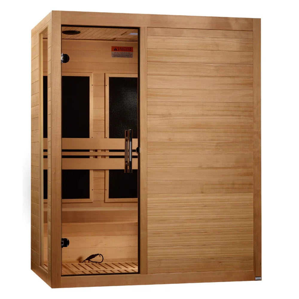 Dynamic Toscana 3-Person Spacious Ultra Low EMF FAR Infrared Canadian Hemlock Sauna front view.