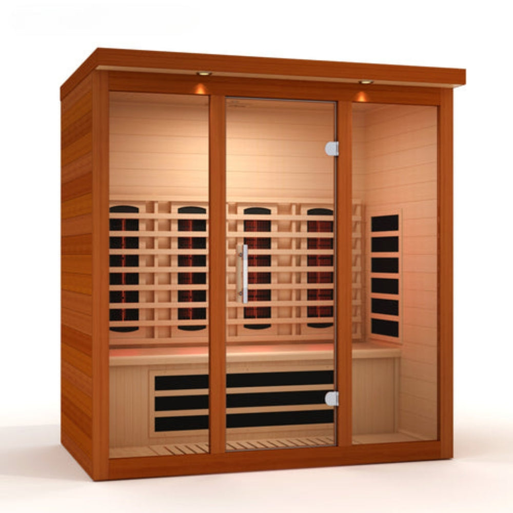 Dynamic Vila Grande 4-Person Canadian Hemlock Full Spectrum Near Zero EMF FAR Infrared Sauna DYN-6415-03 FS interior view.