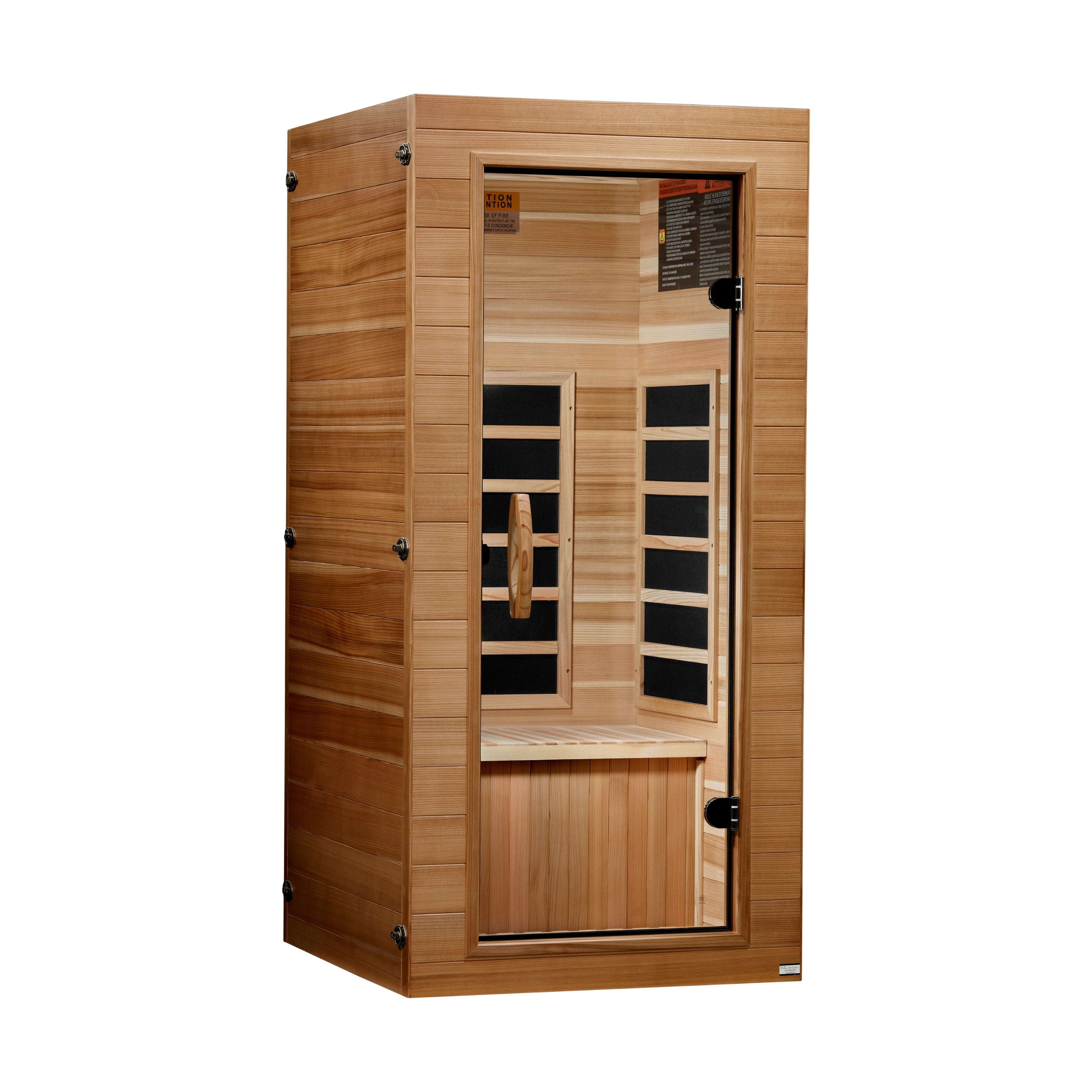 Dynamic New 2026 Model Vero 1 Person Compact Ultra Low EMF FAR Infrared Sauna DYN-1201-01 Elite featuring premium cedar wood construction, space-saving design, and advanced full-spectrum infrared heating for home wellness and relaxation.