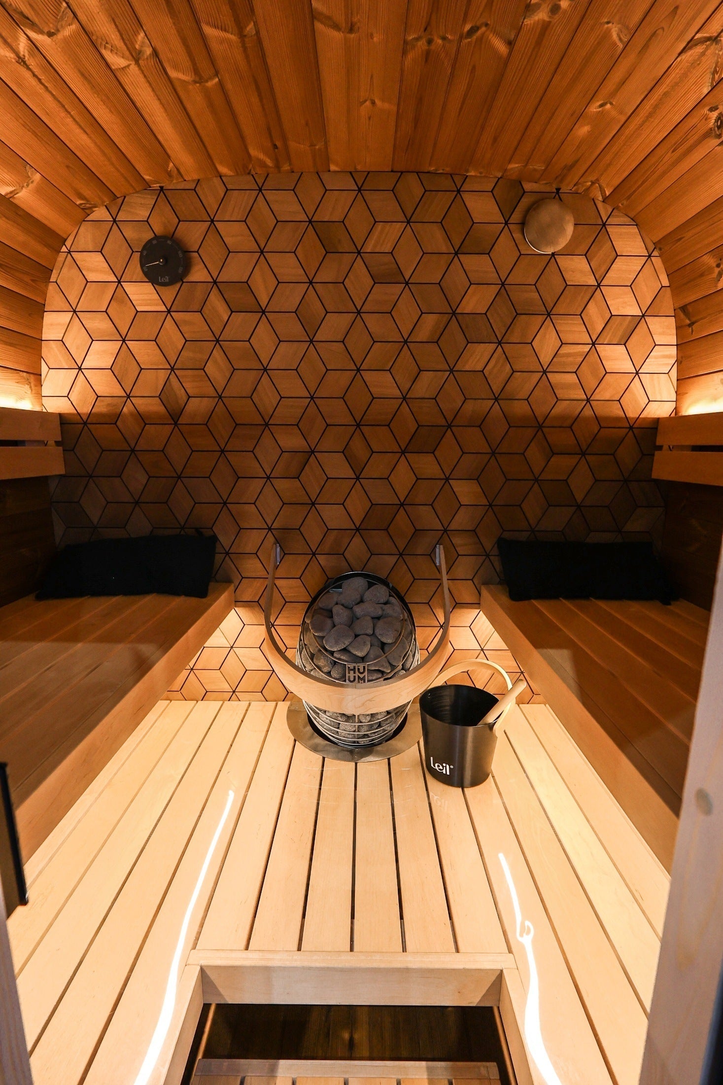 Luxury 4 person backyard sauna – Leil Black Cube Premium outdoor traditional sauna kit with upgraded interior detailing and premium craftsmanship (LEIL-BC-4)