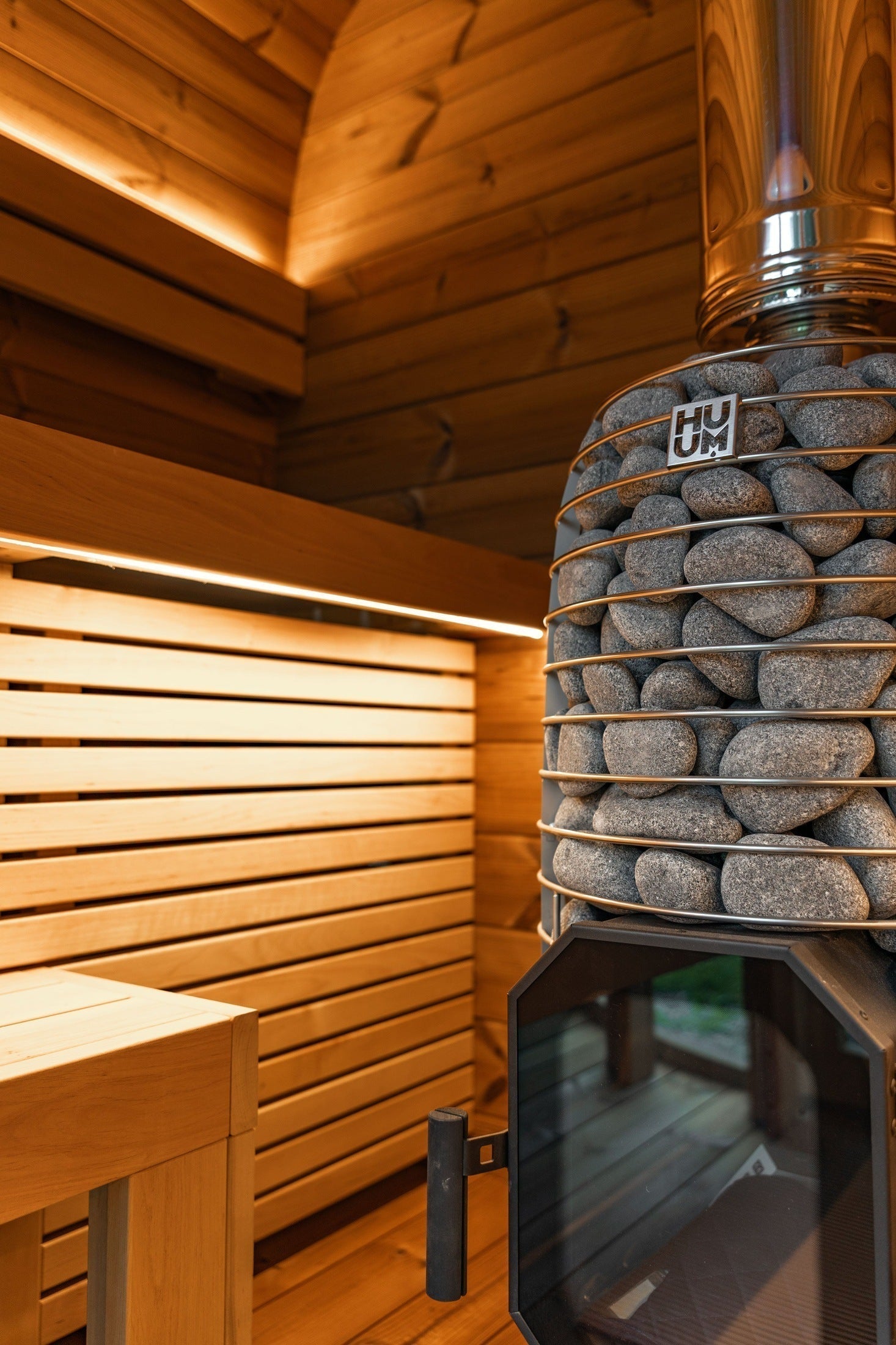 Leil Black Cube Comfort ThermoWood Sauna Kit for outdoor installation with large seating capacity and elegant Scandinavian-inspired design