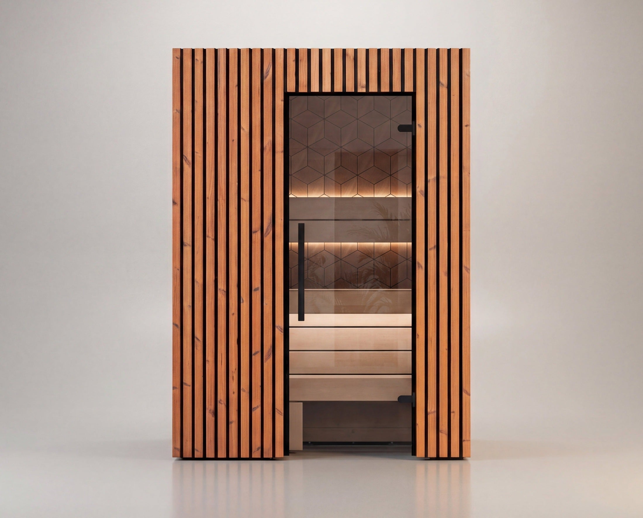 Leil Como 2-150 modern 2-person indoor sauna with Thermowood and Aspen construction, luxury Nordic home sauna