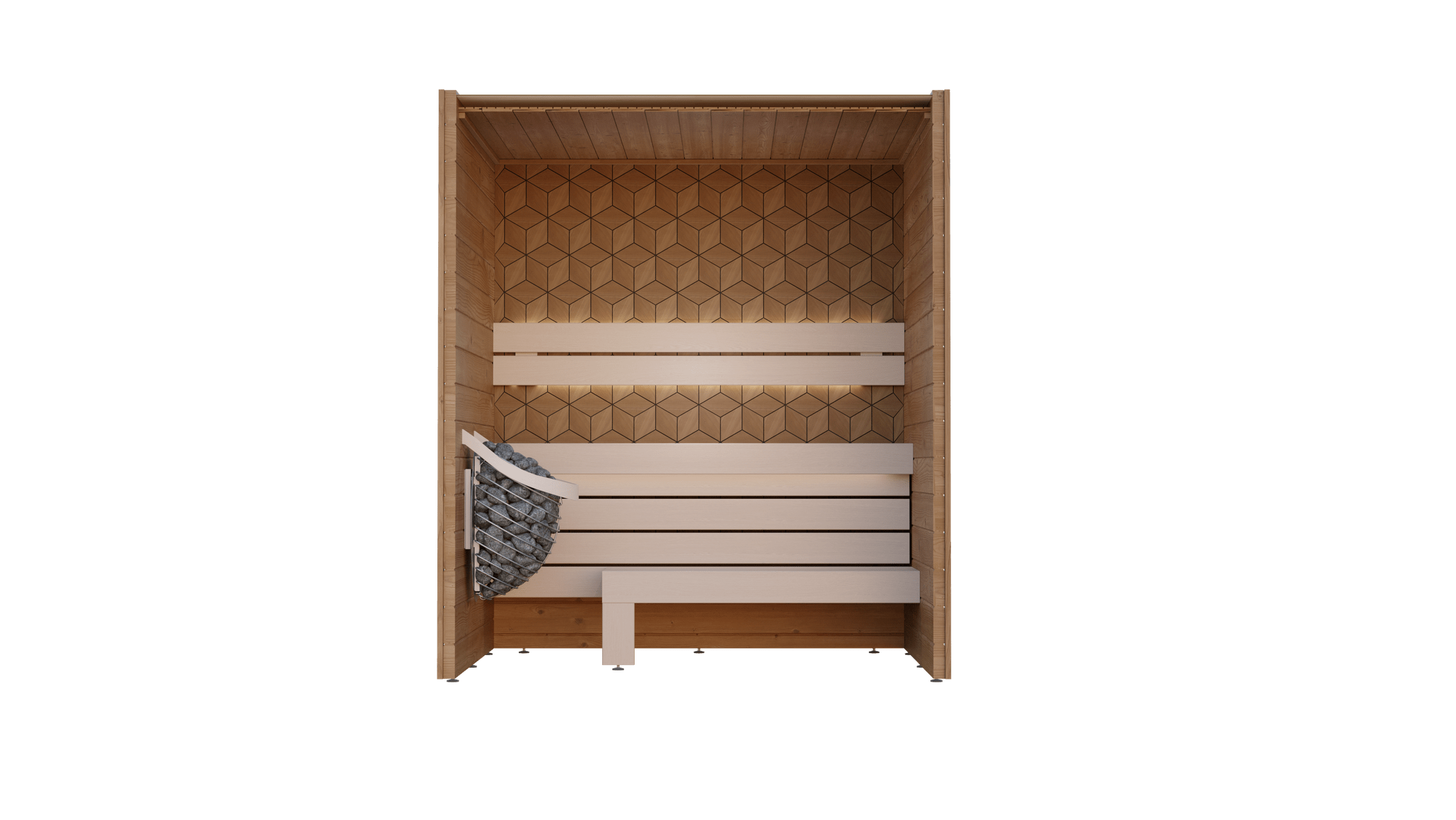 Leil Como 3-180 3-person indoor sauna kit made from ThermoWood and Aspen, Nordic compact home sauna for indoor wellness and spa relaxation