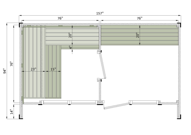 Leil Patio L Outdoor ThermoWood Sauna Cabin with Spacious Interior and Changing Room for 5 Users