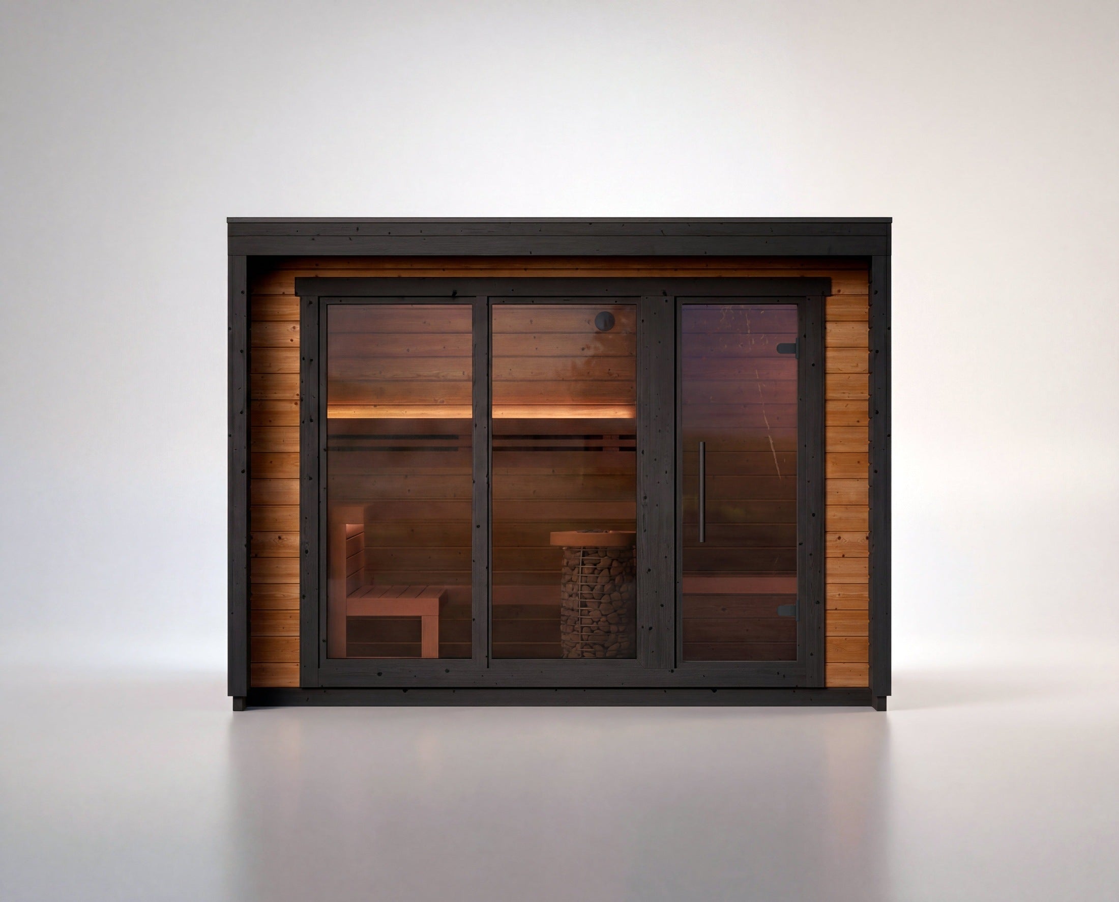 Leil Patio M Outdoor 5 Person Sauna with Changing Room, Premium ThermoWood Garden Sauna Cabin for Home Wellness