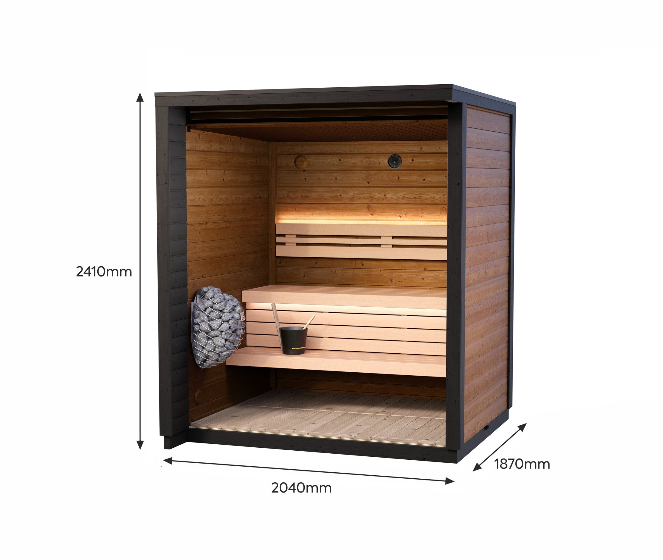 Premium Leil Patio XXS 3 Person Outdoor Sauna, small footprint patio sauna cabin designed for luxury wellness and home spa setup